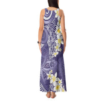 Violet Polynesian Tribal Frangipani Tropical Vibe Tank Maxi Dress