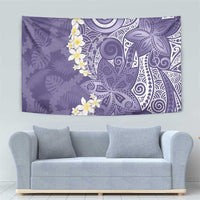 Violet Polynesian Tribal Frangipani Tropical Vibe Tapestry
