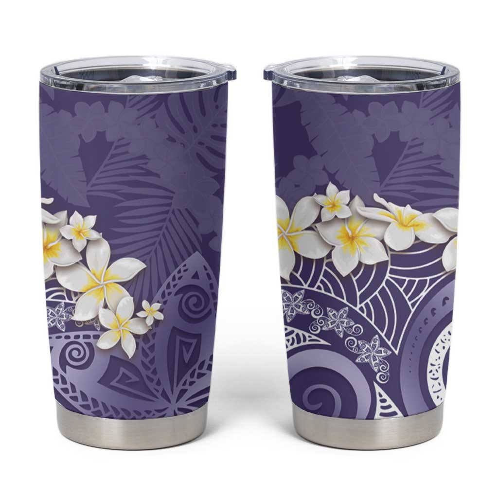 Violet Polynesian Tribal Frangipani Tropical Vibe Tumbler Cup