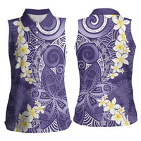 Violet Polynesian Tribal Frangipani Tropical Vibe Women Sleeveless Polo Shirt LT14 - Polynesian Pride