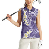 Violet Polynesian Tribal Frangipani Tropical Vibe Women Sleeveless Polo Shirt LT14 - Polynesian Pride