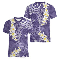 Violet Polynesian Tribal Frangipani Tropical Vibe Women V-Neck T-Shirt LT14 - Polynesian Pride