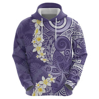 Violet Polynesian Tribal Frangipani Tropical Vibe Zip Hoodie