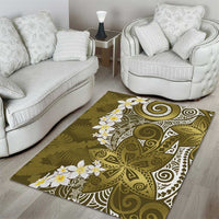 Gold Polynesian Tribal Frangipani Tropical Vibe Area Rug