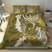 Gold Polynesian Tribal Frangipani Tropical Vibe Bedding Set