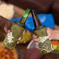 Gold Polynesian Tribal Frangipani Tropical Vibe 4 in 1 Can Cooler Tumbler
