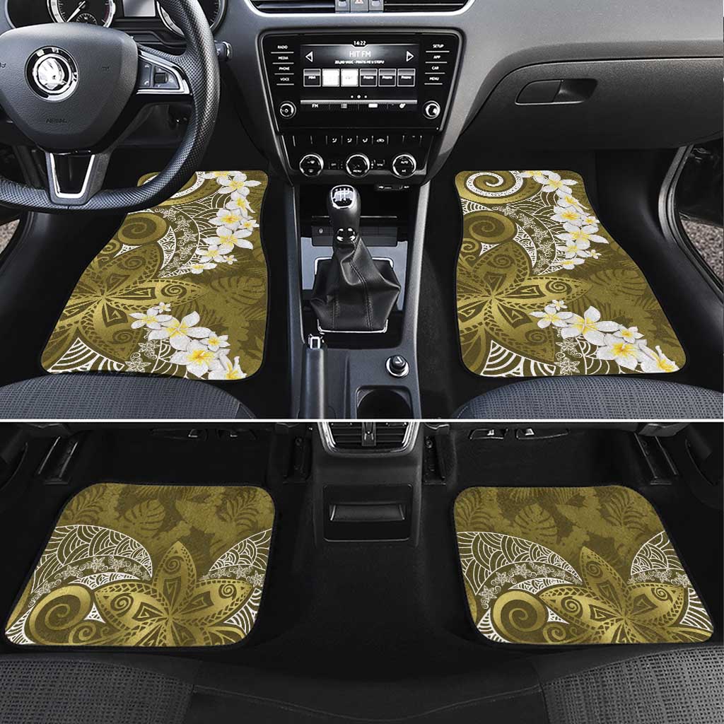 Gold Polynesian Tribal Frangipani Tropical Vibe Car Mats