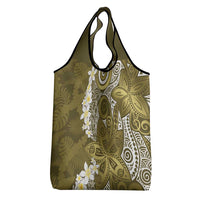 Gold Polynesian Tribal Frangipani Tropical Vibe Grocery Bag
