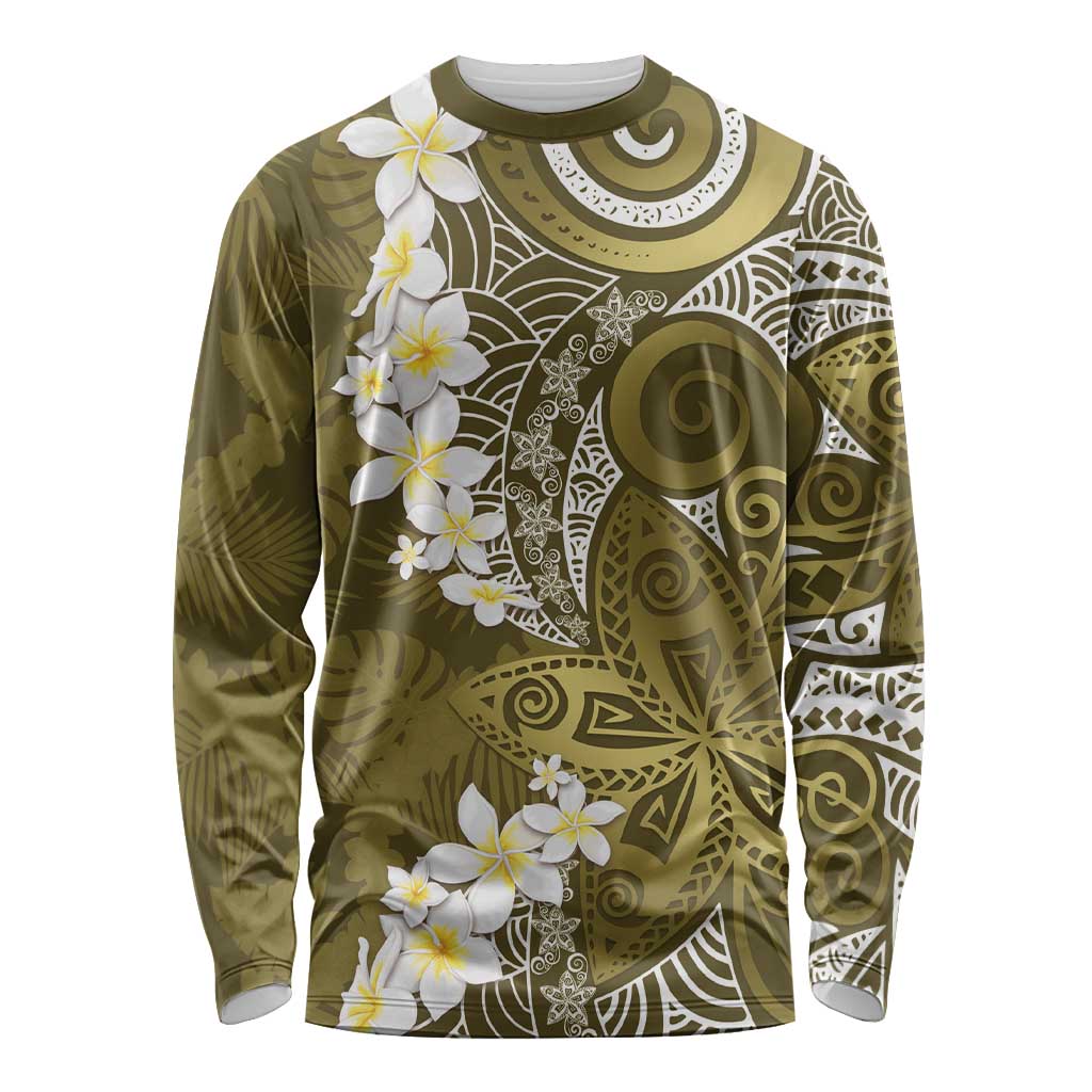 Gold Polynesian Tribal Frangipani Tropical Vibe Long Sleeve Shirt LT14 Unisex Gold - Polynesian Pride