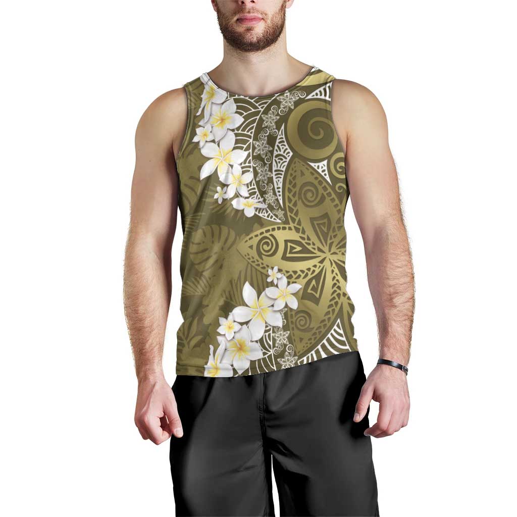 Gold Polynesian Tribal Frangipani Tropical Vibe Men Tank Top