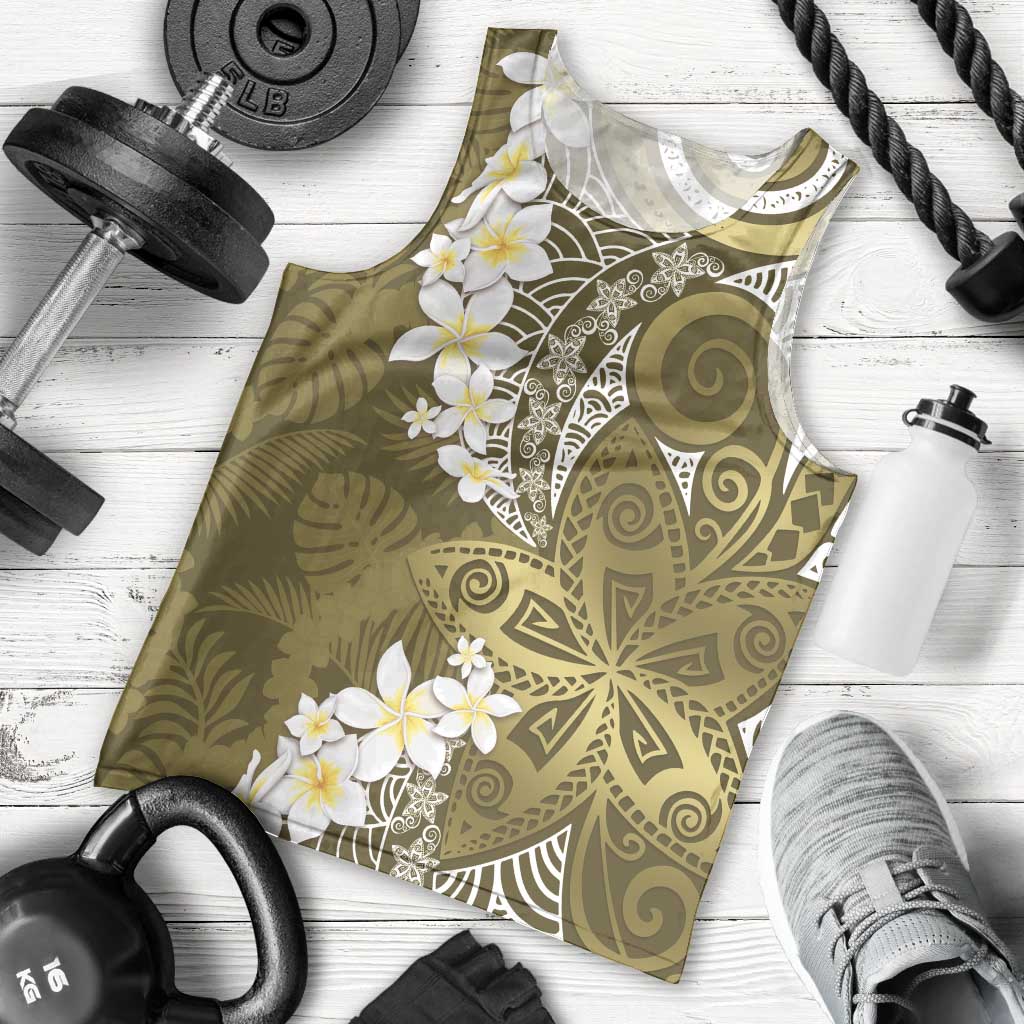 Gold Polynesian Tribal Frangipani Tropical Vibe Men Tank Top