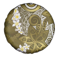 Gold Polynesian Tribal Frangipani Tropical Vibe Spare Tire Cover