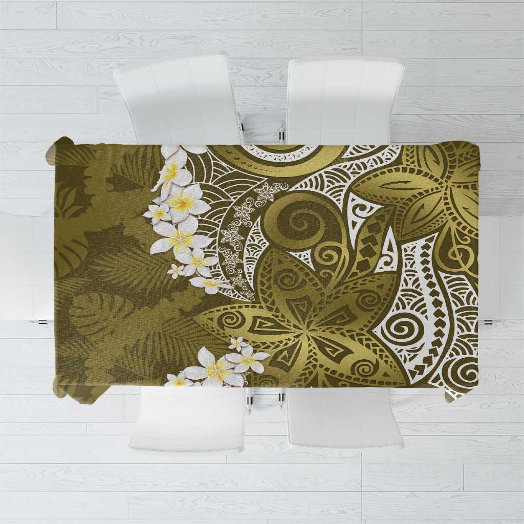 Gold Polynesian Tribal Frangipani Tropical Vibe Tablecloth LT14 Gold - Polynesian Pride