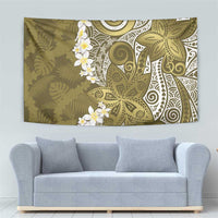 Gold Polynesian Tribal Frangipani Tropical Vibe Tapestry
