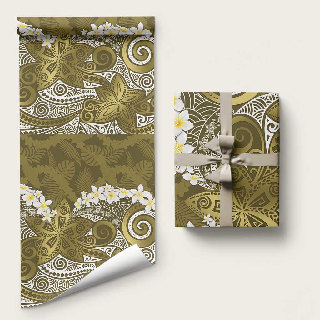 Gold Polynesian Tribal Frangipani Tropical Vibe Wrapping Paper LT14 58" × 23" Gold - Polynesian Pride