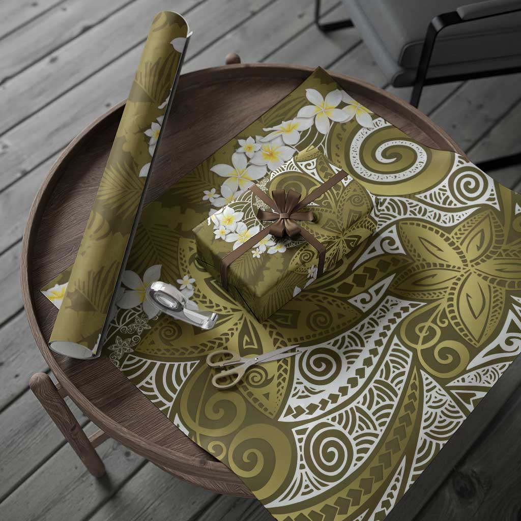 Gold Polynesian Tribal Frangipani Tropical Vibe Wrapping Paper LT14 - Polynesian Pride
