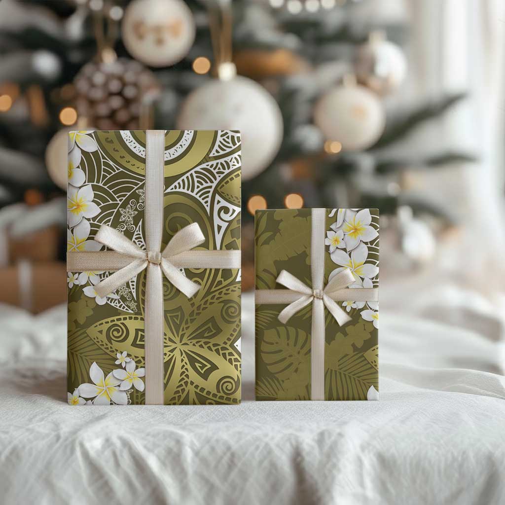 Gold Polynesian Tribal Frangipani Tropical Vibe Wrapping Paper LT14 - Polynesian Pride