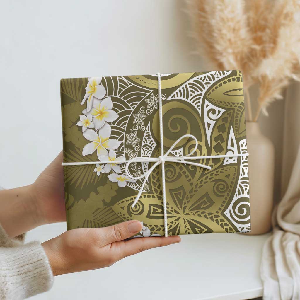 Gold Polynesian Tribal Frangipani Tropical Vibe Wrapping Paper LT14 - Polynesian Pride