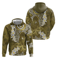 Gold Polynesian Tribal Frangipani Tropical Vibe Zip Hoodie