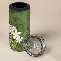 Green Polynesian Tribal Frangipani Tropical Vibe 4 in 1 Can Cooler Tumbler LT14 - Polynesian Pride