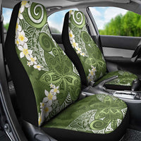 Green Polynesian Tribal Frangipani Tropical Vibe Car Seat Cover