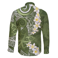 Green Polynesian Tribal Frangipani Tropical Vibe Family Matching Mermaid Dress and Hawaiian Shirt