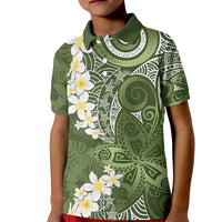 Green Polynesian Tribal Frangipani Tropical Vibe Kid Polo Shirt LT14 Kid Green - Polynesian Pride