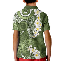 Green Polynesian Tribal Frangipani Tropical Vibe Kid Polo Shirt LT14 - Polynesian Pride