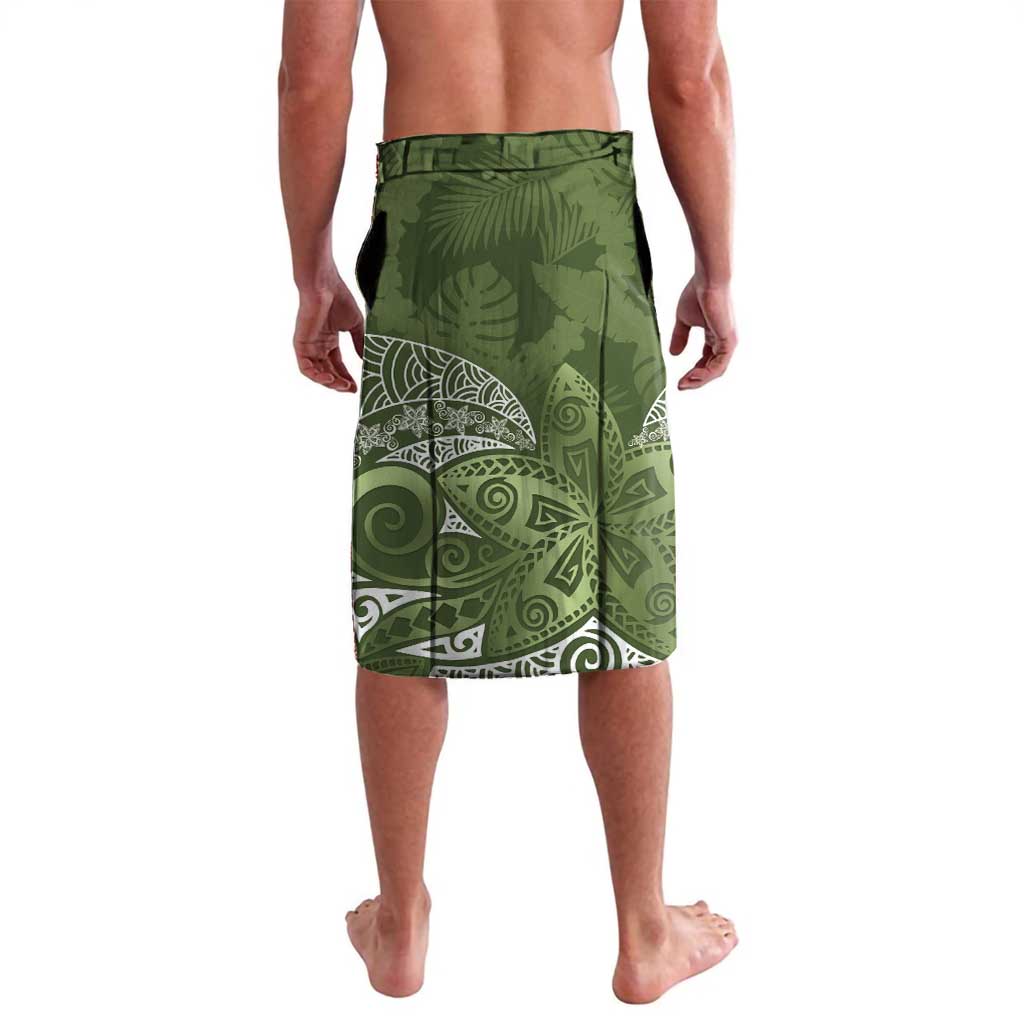 Green Polynesian Tribal Frangipani Tropical Vibe Lavalava