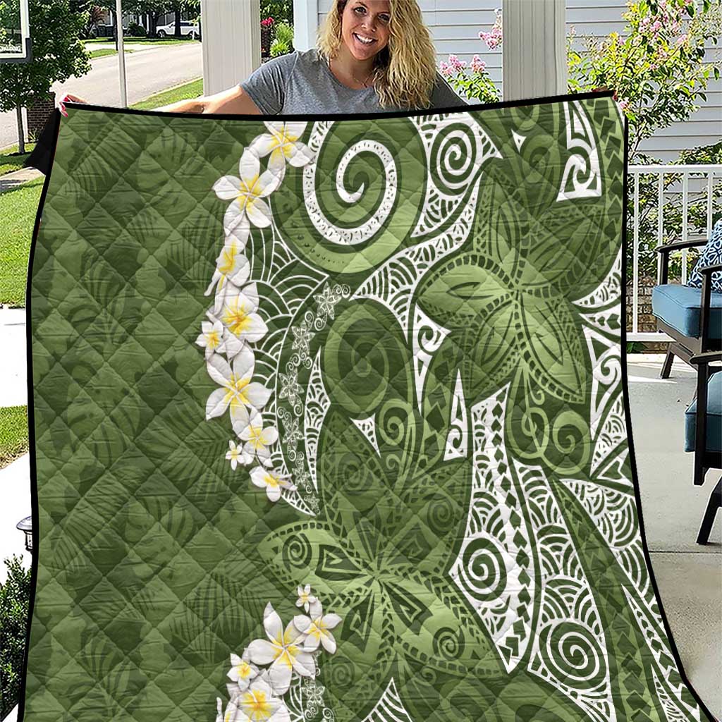 Green Polynesian Tribal Frangipani Tropical Vibe Quilt LT14 Green - Polynesian Pride
