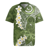Green Polynesian Tribal Frangipani Tropical Vibe Rugby Jersey LT14 Green - Polynesian Pride