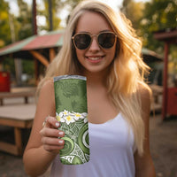 Green Polynesian Tribal Frangipani Tropical Vibe Skinny Tumbler LT14 - Polynesian Pride