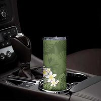 Green Polynesian Tribal Frangipani Tropical Vibe Skinny Tumbler LT14 - Polynesian Pride