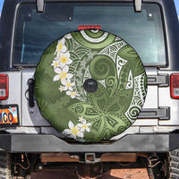 Green Polynesian Tribal Frangipani Tropical Vibe Spare Tire Cover