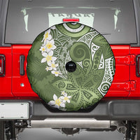 Green Polynesian Tribal Frangipani Tropical Vibe Spare Tire Cover
