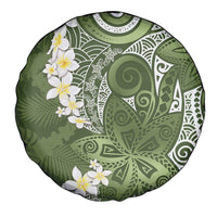 Green Polynesian Tribal Frangipani Tropical Vibe Spare Tire Cover
