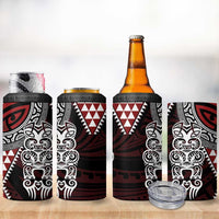 Red Aotearoa Niho Taniwha 4 in 1 Can Cooler Tumbler Maori Mythology Tooth - Taniko Motifs LT14 - Polynesian Pride