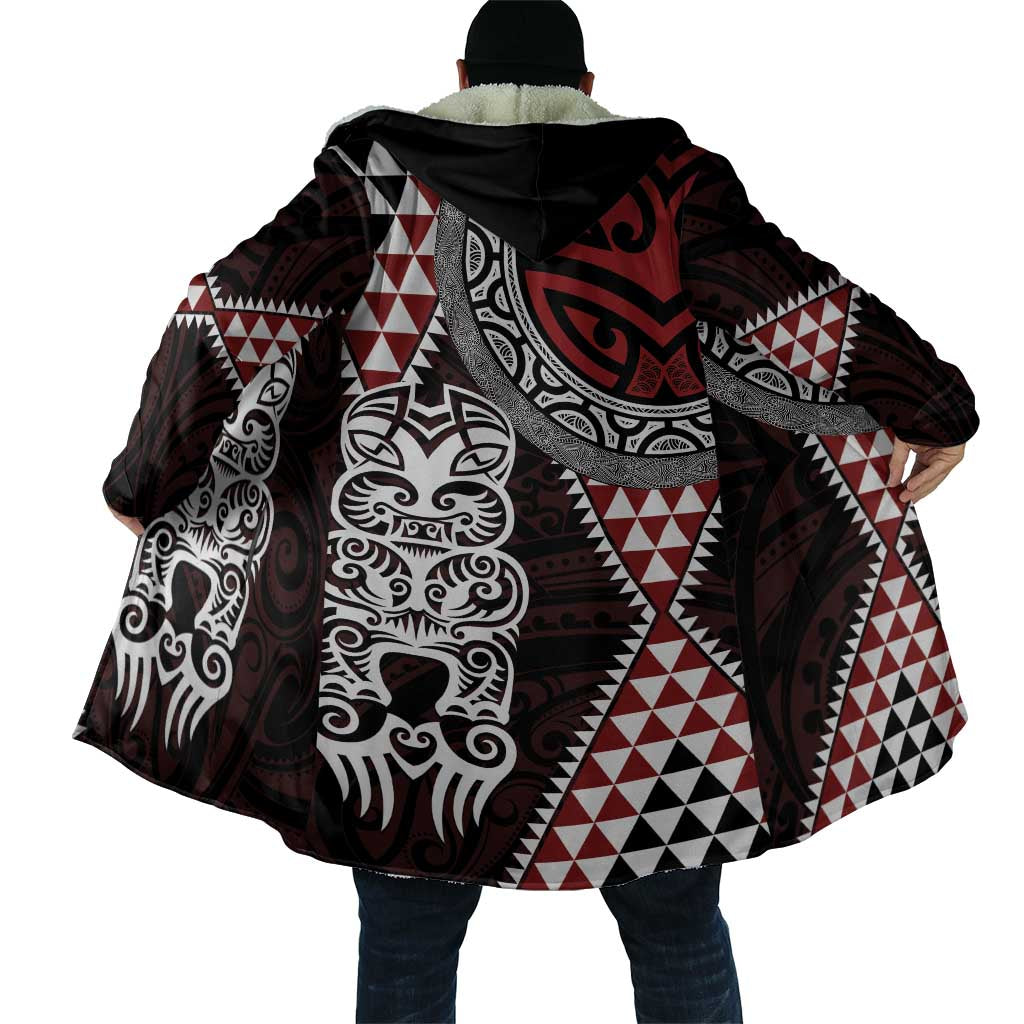 Red Aotearoa Niho Taniwha Cloak Maori Mythology Tooth - Taniko Motifs - Polynesian Pride