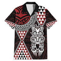 Red Aotearoa Niho Taniwha Family Matching Mermaid Dress and Hawaiian Shirt Maori Mythology Tooth - Taniko Motifs LT14 Dad's Shirt - Short Sleeve Red - Polynesian Pride