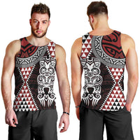 Red Aotearoa Niho Taniwha Men Tank Top Maori Mythology Tooth - Taniko Motifs