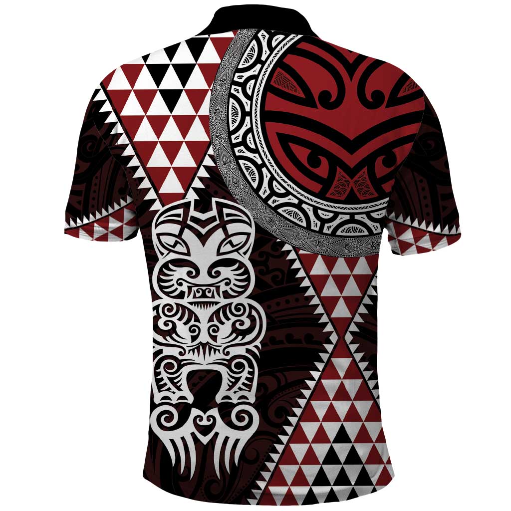 Red Aotearoa Niho Taniwha Polo Shirt Maori Mythology Tooth - Taniko Motifs