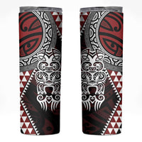 Red Aotearoa Niho Taniwha Skinny Tumbler Maori Mythology Tooth - Taniko Motifs LT14 Red - Polynesian Pride