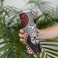 Red Aotearoa Niho Taniwha Skinny Tumbler Maori Mythology Tooth - Taniko Motifs LT14 - Polynesian Pride
