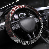 Red Aotearoa Niho Taniwha Steering Wheel Cover Maori Mythology Tooth - Taniko Motifs