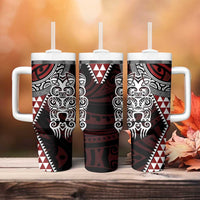 Red Aotearoa Niho Taniwha Tumbler With Handle Maori Mythology Tooth - Taniko Motifs LT14 - Polynesian Pride