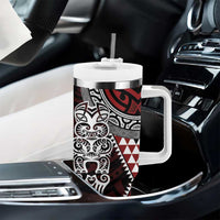 Red Aotearoa Niho Taniwha Tumbler With Handle Maori Mythology Tooth - Taniko Motifs LT14 - Polynesian Pride