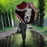 Red Aotearoa Niho Taniwha Umbrella Maori Mythology Tooth - Taniko Motifs - Polynesian Pride