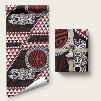 Red Aotearoa Niho Taniwha Wrapping Paper Maori Mythology Tooth - Taniko Motifs - Polynesian Pride