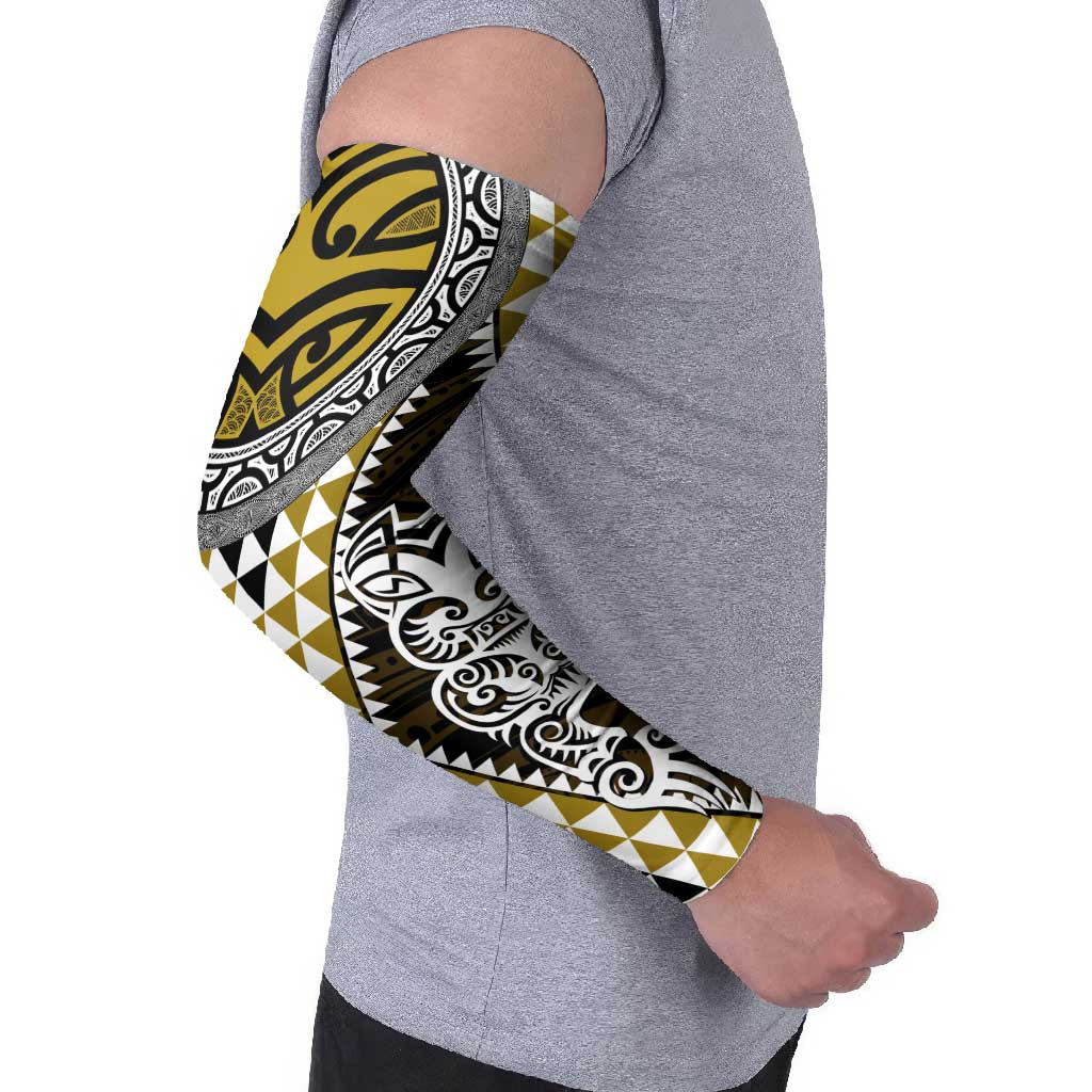 Yellow Aotearoa Niho Taniwha Arm Sleeves Maori Mythology Tooth - Taniko Motifs LT14 - Polynesian Pride