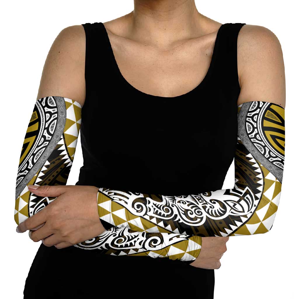 Yellow Aotearoa Niho Taniwha Arm Sleeves Maori Mythology Tooth - Taniko Motifs LT14 - Polynesian Pride